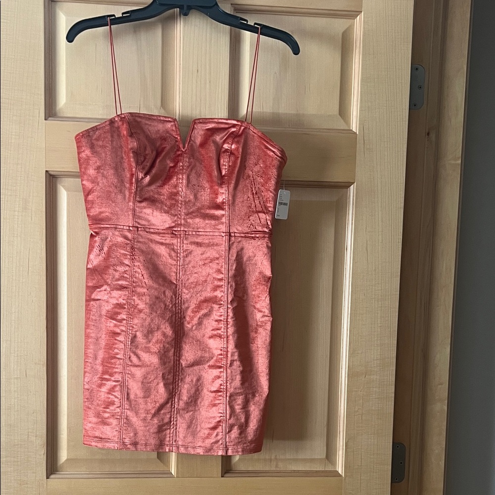 Free People Metallic Orange Mini Dress